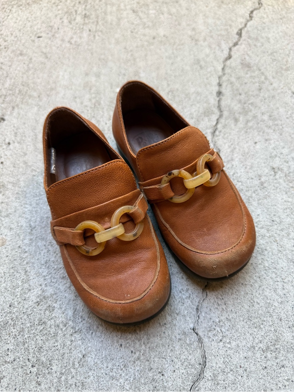 Pepe toddler Brown Leather Loafers with Decorative Buckle